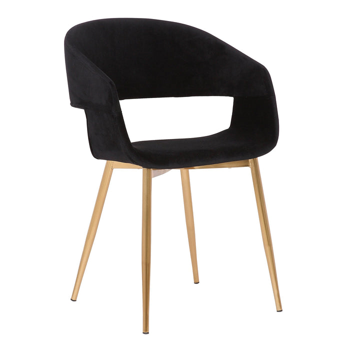 Jocelyn Mid-Century Black Dining Accent Chair with Gold Metal Legs