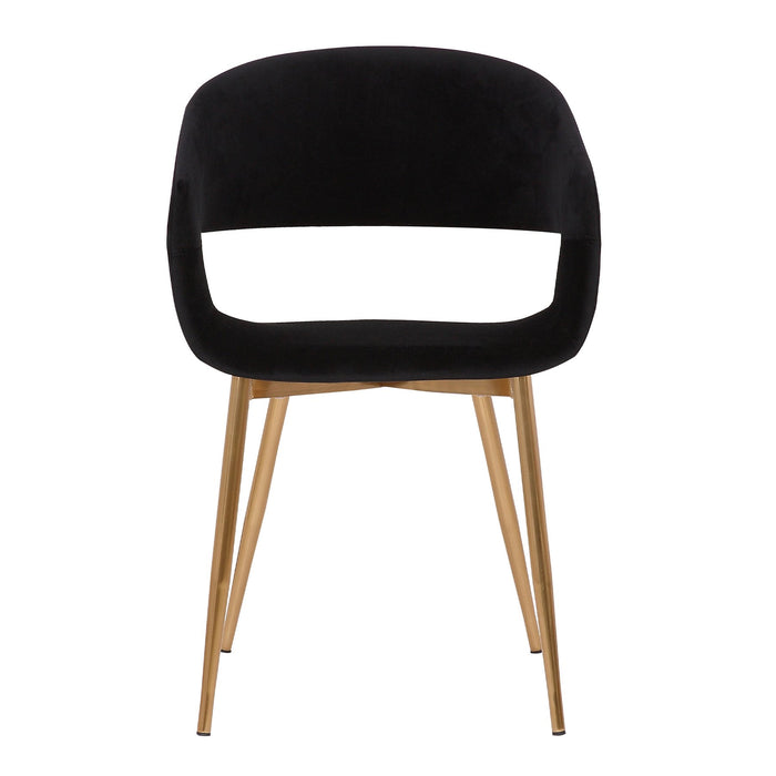 Jocelyn Mid-Century Black Dining Accent Chair with Gold Metal Legs