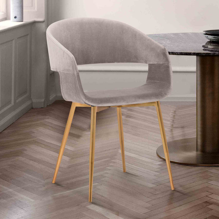 Jocelyn Mid-Century Gray Dining Accent Chair with Gold Metal Legs