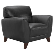 Jedd Contemporary Chair in Genuine Black Leather with Brown Wood Legs - Furniture City (CA)l