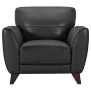 Jedd Contemporary Chair in Genuine Black Leather with Brown Wood Legs - Furniture City (CA)l