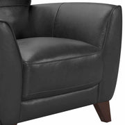Jedd Contemporary Chair in Genuine Black Leather with Brown Wood Legs - Furniture City (CA)l