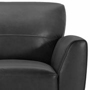 Jedd Contemporary Chair in Genuine Black Leather with Brown Wood Legs - Furniture City (CA)l