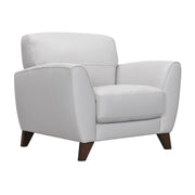 Jedd Contemporary Chair in Genuine Dove Gray Leather with Brown Wood Legs - Furniture City (CA)l
