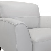 Jedd Contemporary Chair in Genuine Dove Gray Leather with Brown Wood Legs - Furniture City (CA)l