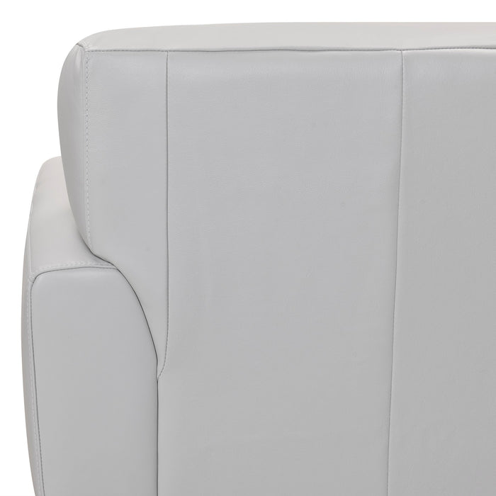 Jedd Contemporary Chair in Genuine Dove Gray Leather with Brown Wood Legs