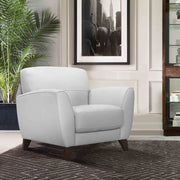 Jedd Contemporary Chair in Genuine Dove Gray Leather with Brown Wood Legs - Furniture City (CA)l