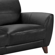 Jedd Contemporary Sofa in Genuine Black Leather with Brown Wood Legs - Furniture City (CA)l