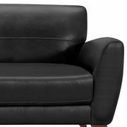 Jedd Contemporary Sofa in Genuine Black Leather with Brown Wood Legs - Furniture City (CA)l