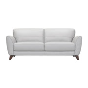 Jedd Contemporary Sofa in Genuine Dove Gray Leather with Brown Wood Legs - Furniture City (CA)l
