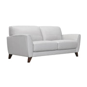 Jedd Contemporary Sofa in Genuine Dove Gray Leather with Brown Wood Legs - Furniture City (CA)l