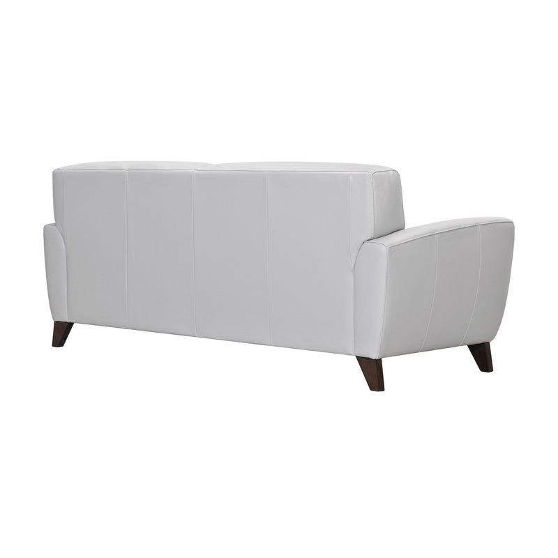 Jedd Contemporary Sofa in Genuine Dove Gray Leather with Brown Wood Legs - Furniture City (CA)l