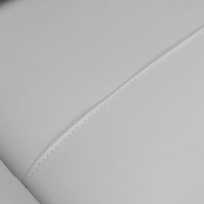 Jedd Contemporary Sofa in Genuine Dove Gray Leather with Brown Wood Legs