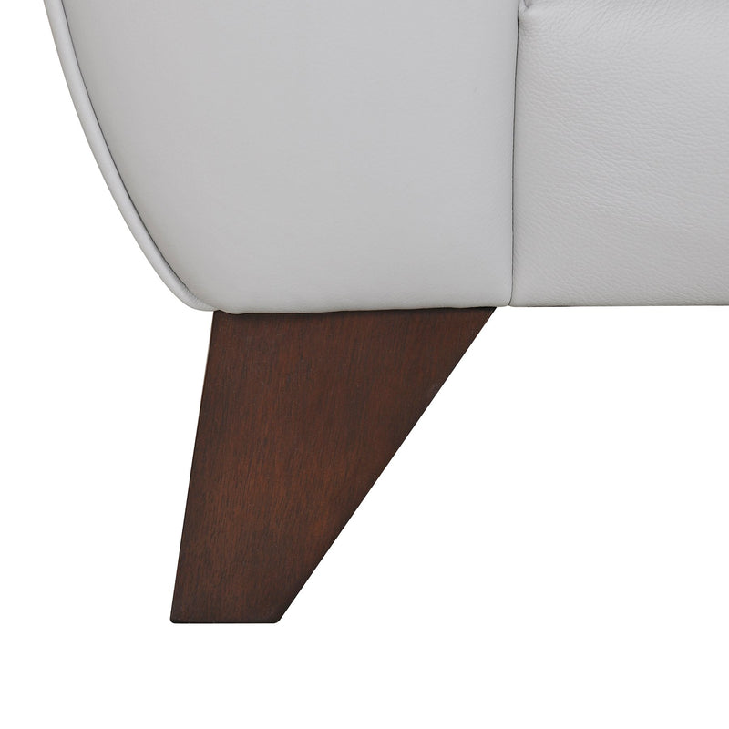 Jedd Contemporary Sofa in Genuine Dove Gray Leather with Brown Wood Legs - Furniture City (CA)l
