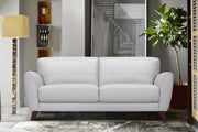 Jedd Contemporary Sofa in Genuine Dove Gray Leather with Brown Wood Legs - Furniture City (CA)l