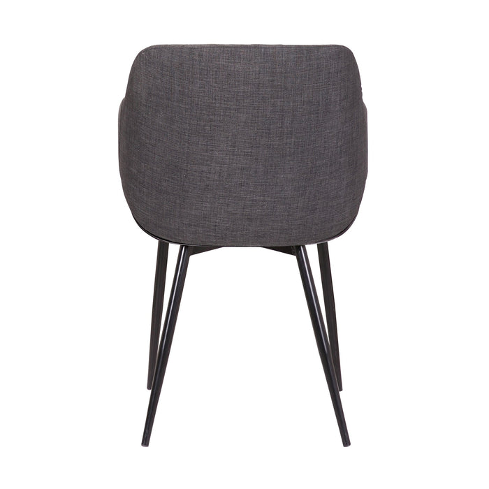 Jaida Charcoal Cushion Side Chair in Black Powder Coated Finish and Black Brushed Wood