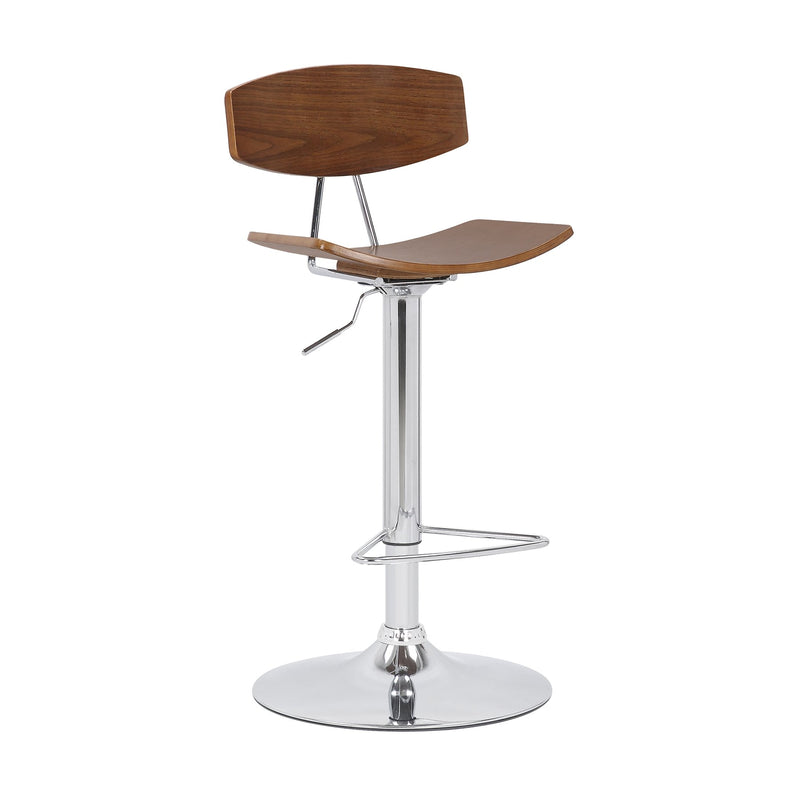 Jett Adjustable Walnut and Chrome Bar Stool - Furniture City (CA)l