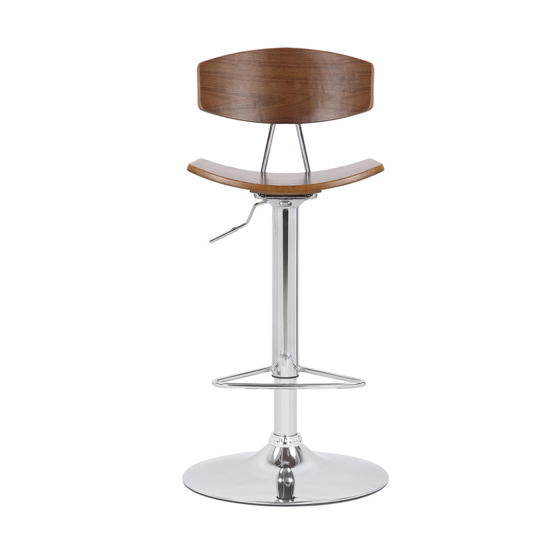 Jett Adjustable Walnut and Chrome Bar Stool - Furniture City (CA)l