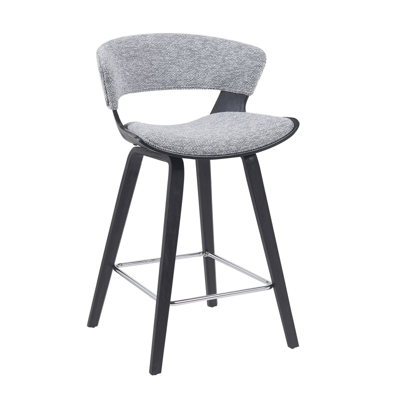 Jagger Modern Counter Height Bar Stool in Black Brushed Wood Veneer with Gravel Grey Upholstered Seat - Furniture City (CA)l
