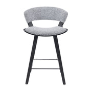 Jagger Modern Counter Height Bar Stool in Black Brushed Wood Veneer with Gravel Grey Upholstered Seat - Furniture City (CA)l
