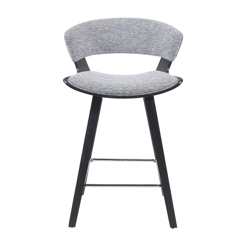 Jagger Modern Counter Height Bar Stool in Black Brushed Wood Veneer with Gravel Grey Upholstered Seat - Furniture City (CA)l