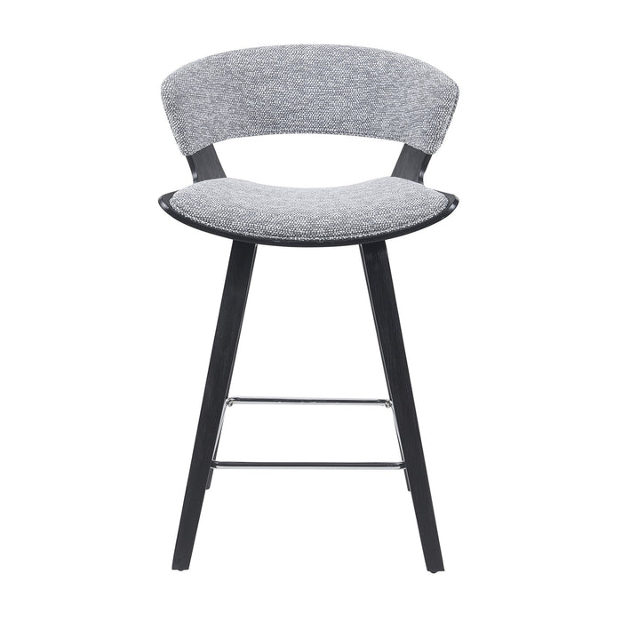 Jagger Modern Counter Height Bar Stool in Black Brushed Wood Veneer with Gravel Grey Upholstered Seat
