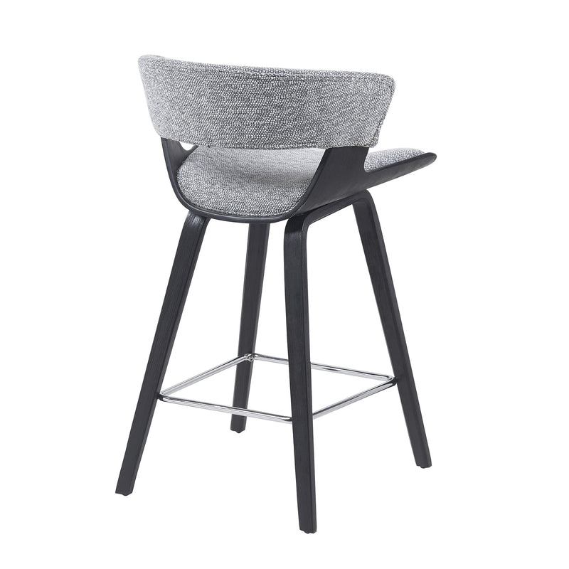 Jagger Modern Counter Height Bar Stool in Black Brushed Wood Veneer with Gravel Grey Upholstered Seat - Furniture City (CA)l