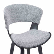 Jagger Modern Counter Height Bar Stool in Black Brushed Wood Veneer with Gravel Grey Upholstered Seat - Furniture City (CA)l