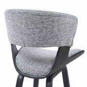 Jagger Modern Counter Height Bar Stool in Black Brushed Wood Veneer with Gravel Grey Upholstered Seat - Furniture City (CA)l