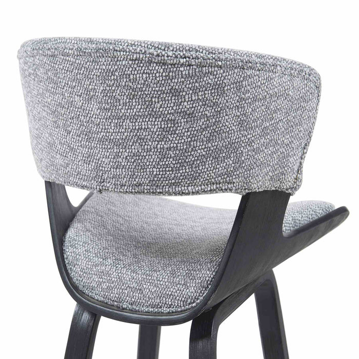 Jagger Modern Counter Height Bar Stool in Black Brushed Wood Veneer with Gravel Grey Upholstered Seat