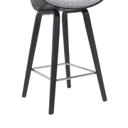 Jagger Modern Counter Height Bar Stool in Black Brushed Wood Veneer with Gravel Grey Upholstered Seat - Furniture City (CA)l