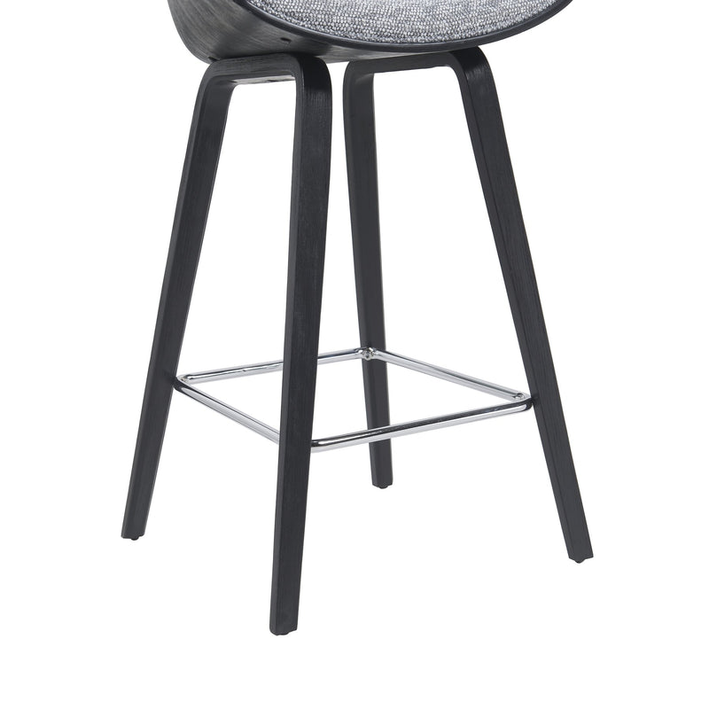 Jagger Modern Counter Height Bar Stool in Black Brushed Wood Veneer with Gravel Grey Upholstered Seat - Furniture City (CA)l