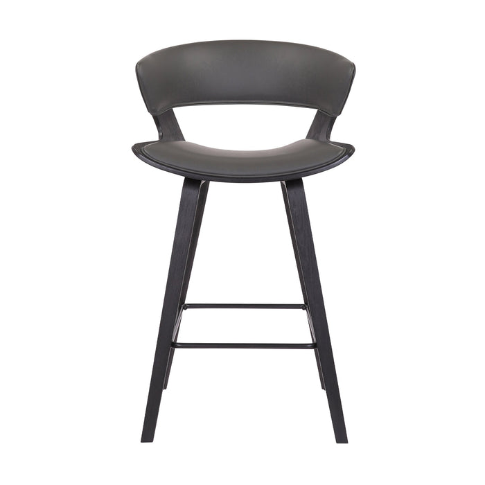 Jagger Modern 26" Black Wood and Gray Faux Leather Counter Height Barstool