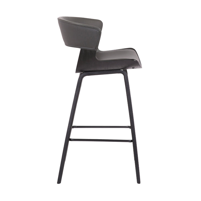 Jagger Modern 26" Black Wood and Gray Faux Leather Counter Height Barstool