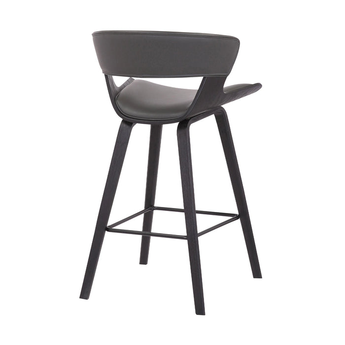 Jagger Modern 26" Black Wood and Gray Faux Leather Counter Height Barstool