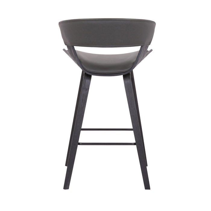 Jagger Modern 26" Black Wood and Gray Faux Leather Counter Height Barstool
