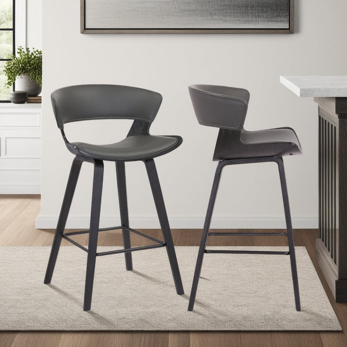 Jagger Modern 26" Black Wood and Gray Faux Leather Counter Height Barstool