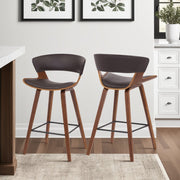 Jagger Modern 26" Wood and Black Faux Leather Counter Height Barstool - Furniture City (CA)l