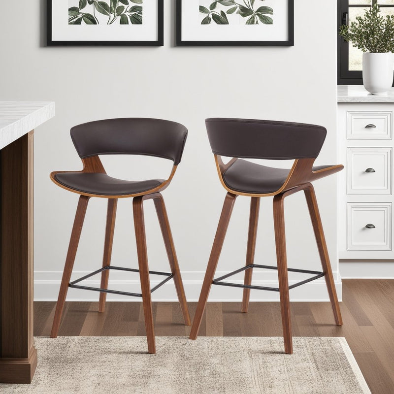 Jagger Modern 26" Wood and Black Faux Leather Counter Height Barstool - Furniture City (CA)l