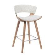 Jagger Modern Counter Height Bar Stool in White Wash Finish with Oatmeal Upholstered Seat - Furniture City (CA)l
