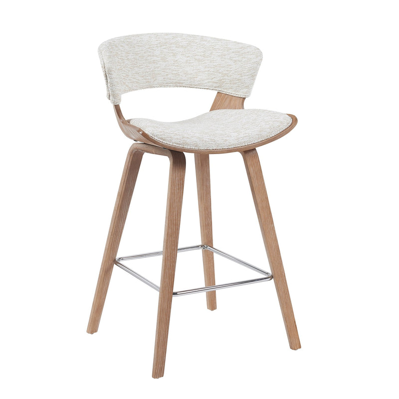 Jagger Modern Counter Height Bar Stool in White Wash Finish with Oatmeal Upholstered Seat - Furniture City (CA)l