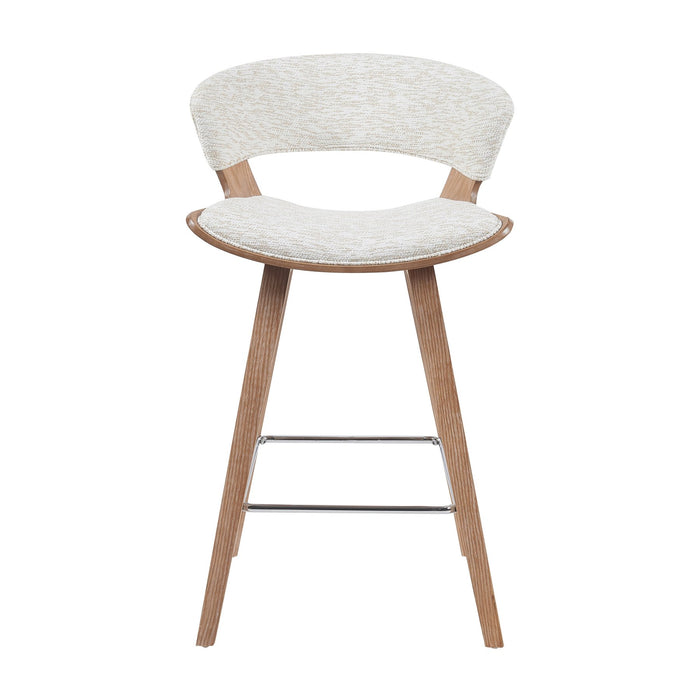 Jagger Modern Counter Height Bar Stool in White Wash Finish with Oatmeal Upholstered Seat