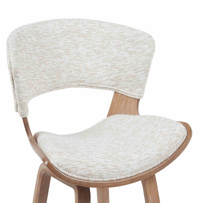 Jagger Modern Counter Height Bar Stool in White Wash Finish with Oatmeal Upholstered Seat