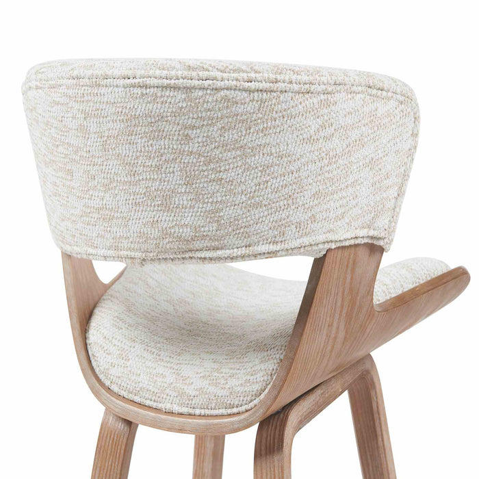 Jagger Modern Counter Height Bar Stool in White Wash Finish with Oatmeal Upholstered Seat