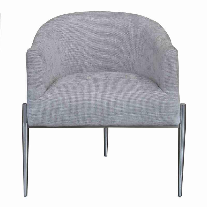 Jolie Contemporary Accent Chair in Polished Stainless Steel Finish and Silver Fabric - Furniture City (CA)l