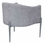 Jolie Contemporary Accent Chair in Polished Stainless Steel Finish and Silver Fabric - Furniture City (CA)l