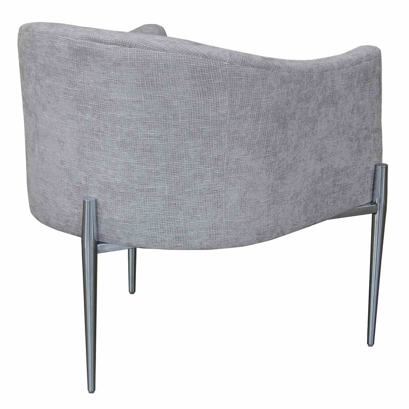 Jolie Contemporary Accent Chair in Polished Stainless Steel Finish and Silver Fabric - Furniture City (CA)l