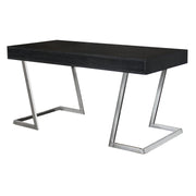 Juniper Contemporary Desk with Polished Stainless Steel Finish and Black Top - Furniture City (CA)l