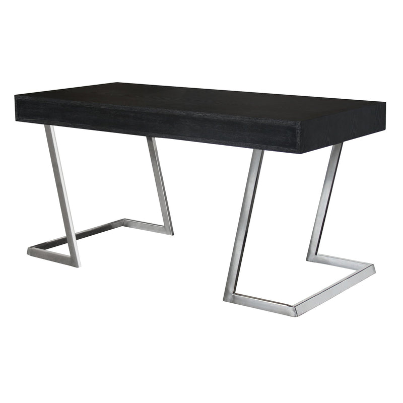 Juniper Contemporary Desk with Polished Stainless Steel Finish and Black Top - Furniture City (CA)l