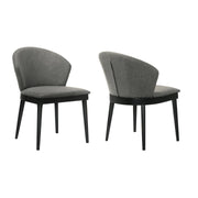 Juno Charcoal Fabric and Black Wood Dining Side Chairs - Set of 2 - Furniture City (CA)l